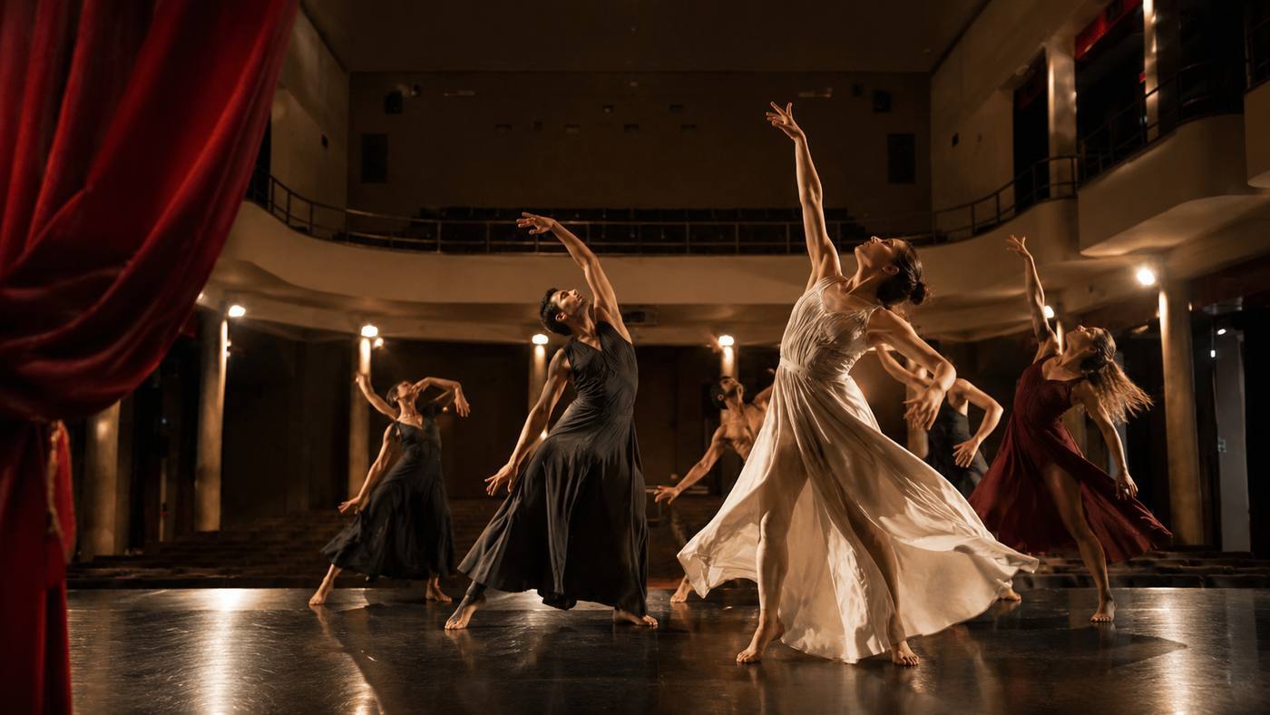 Danzatori sul palco del teatro